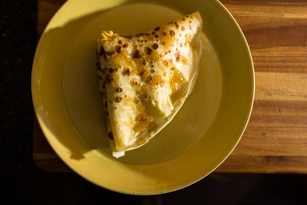 Bacon, Egg, and Cheese Crepes